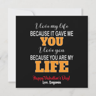 Ich Liebe mein Leben, weil es mir Valentine gibt Dankeskarte