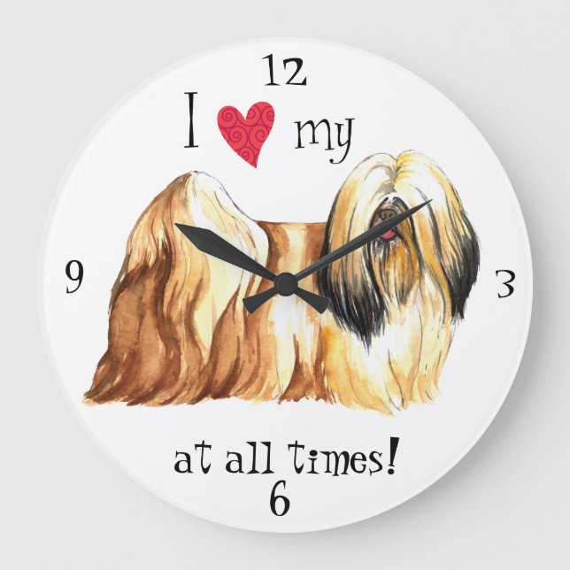 Ich Liebe mein Lhasa Apso Große Wanduhr (Vorderseite)