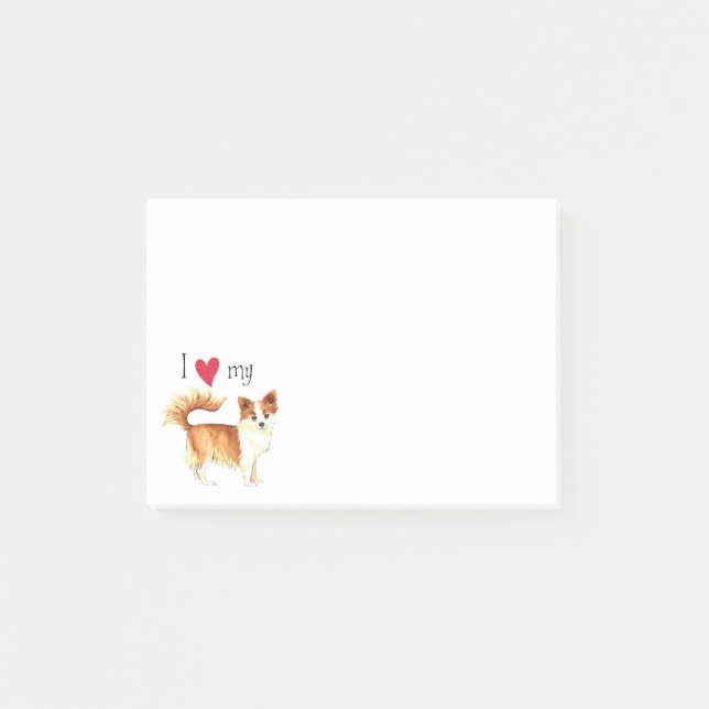 Ich Liebe mein Long Coat Chihuahua Post-it Klebezettel (Vorderseite)