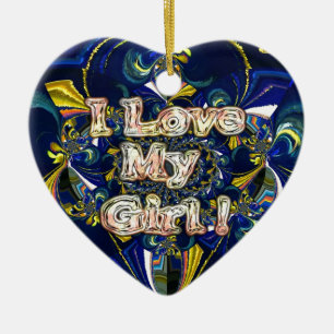 Ich liebe mein Mädchen: Abstrakte blaue und golden Keramik Ornament
