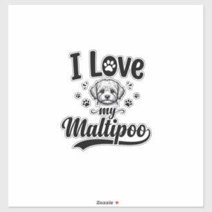 Ich liebe mein Maltipoo Vintage Gravur Hund Design Aufkleber