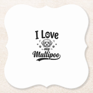 Ich liebe mein Maltipoo Vintage Gravur Hund Design Untersetzer