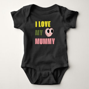 Ich Liebe mein Mama Doodle 70er Niedlich Gelb Grün Baby Strampler