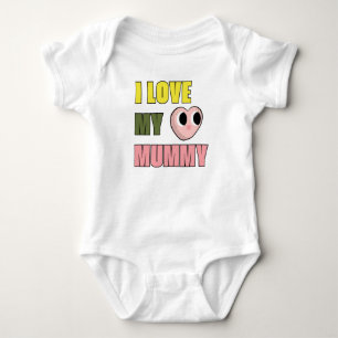 Ich Liebe mein Mama Doodle 70er Niedlich Gelb Grün Baby Strampler