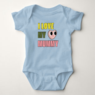 Ich Liebe mein Mama Doodle 70er Niedlich Gelb Grün Baby Strampler