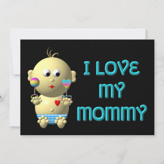Ich Liebe mein Mami Bouncing Baby mit Herz & Klamm Einladung