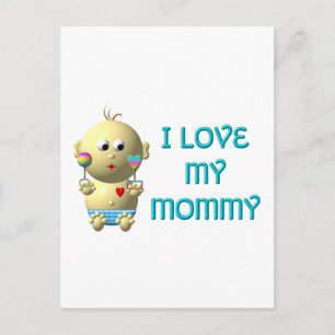 Ich Liebe mein Mami Bouncing Baby mit Herz & Klamm Postkarte