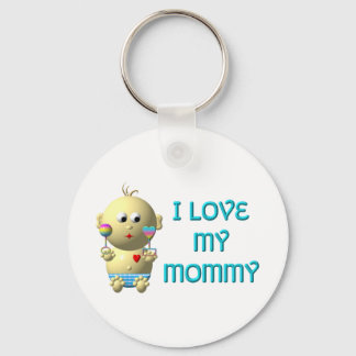 Ich Liebe mein Mami Bouncing Baby mit Herz & Klamm Schlüsselanhänger