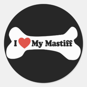 Ich Liebe mein Mastiff - Hundeknochen Runder Aufkleber