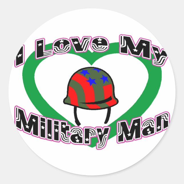 Ich Liebe mein Militärmann Runder Aufkleber (Vorderseite)
