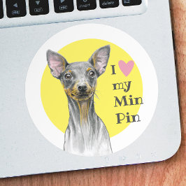 Ich Liebe mein Min Button Miniaturpinscher Niedlic Runder Aufkleber