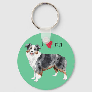 Ich Liebe mein Mini-Amerikanischer Schäferhund Schlüsselanhänger