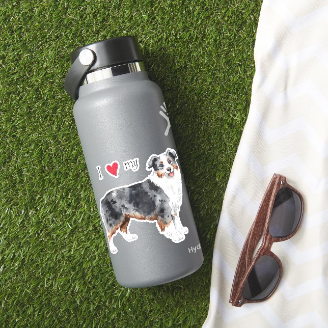 Ich Liebe mein Mini-Amerikanischer Schäferhund Vin Aufkleber (HydroFlask Insitu)