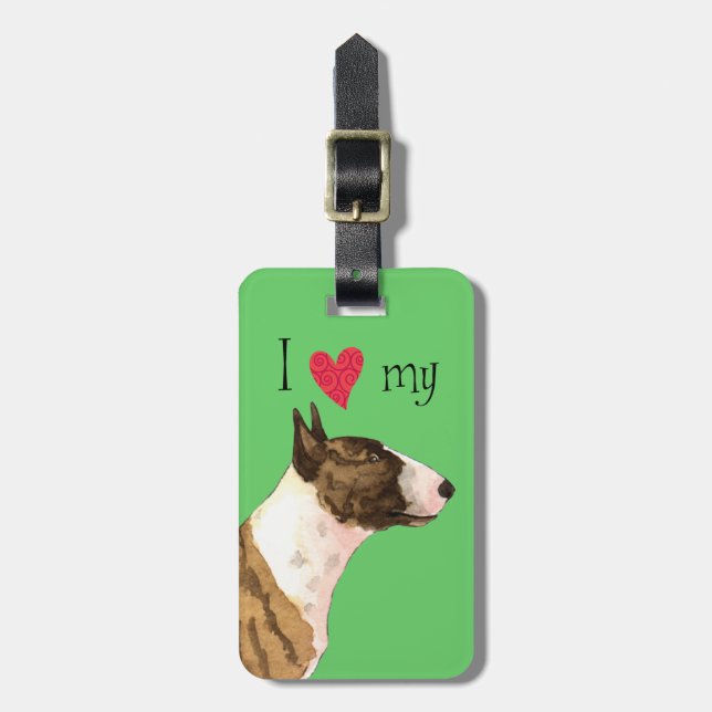 Ich Liebe mein Mini Bull Terrier Gepäckanhänger (Vorderseite vertikal)