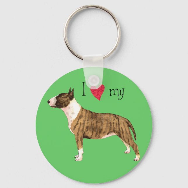 Ich Liebe mein Mini Bull Terrier Schlüsselanhänger (Vorderseite)