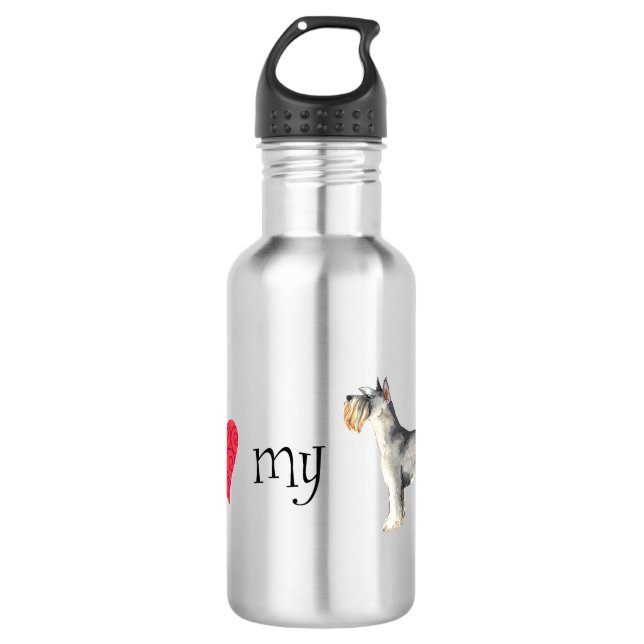 Ich Liebe mein Miniaturschnauzer Edelstahlflasche (Vorderseite)