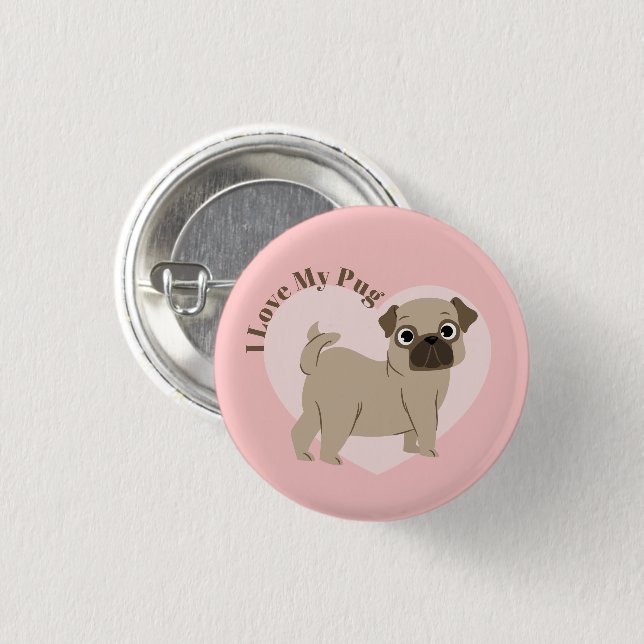 "Ich Liebe mein Mops" Button (Vorne & Hinten)