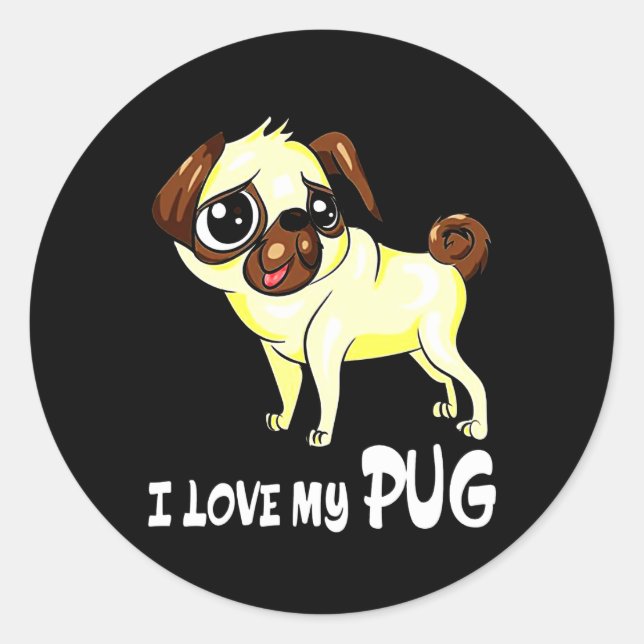 Ich Liebe mein Mops Funny Geschenk Runder Aufkleber (Vorderseite)
