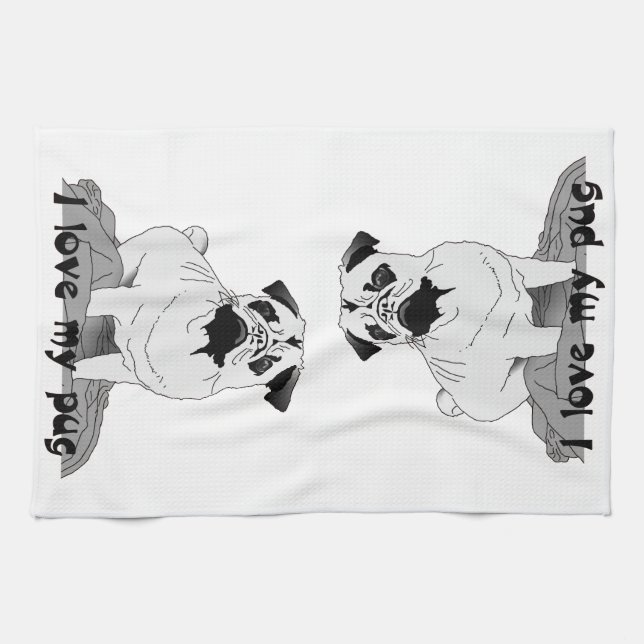 Ich Liebe mein Mops Teetuch Geschirrtuch (Horizontal)