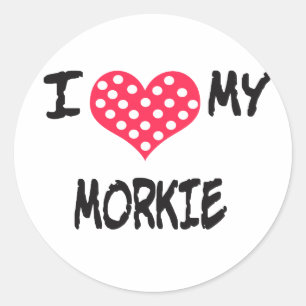 Ich Liebe mein Morkie Runder Aufkleber