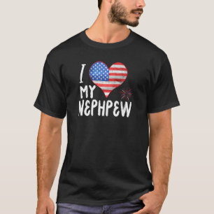 Ich Liebe Mein Nephew Vater's Day Heart Flag Patri T-Shirt