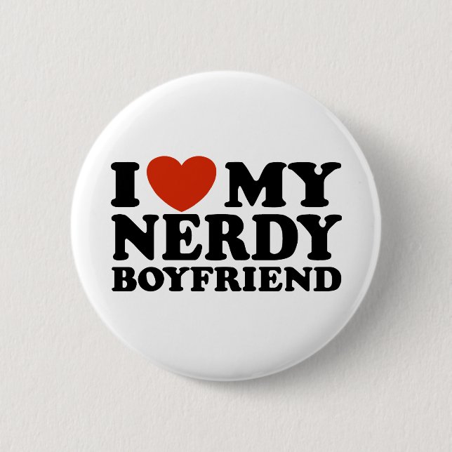 Ich Liebe mein Nerdy Boyfriend Button (Vorderseite)