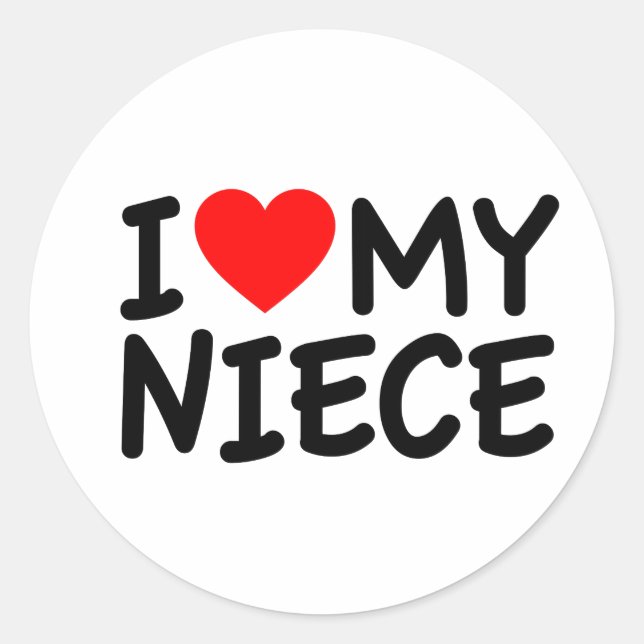 Ich Liebe mein Nichte Runder Aufkleber (Vorderseite)
