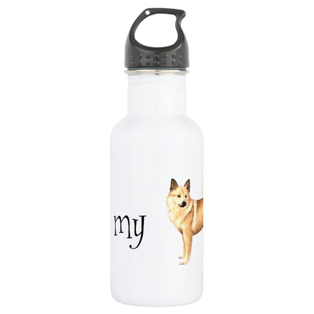 Ich Liebe mein norwegisches Buhund Edelstahlflasche (Vorderseite)
