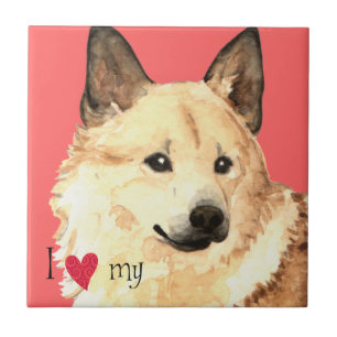 Ich Liebe mein norwegisches Buhund Fliese