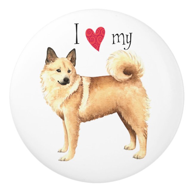 Ich Liebe mein norwegisches Buhund Keramikknauf (Vorderseite)