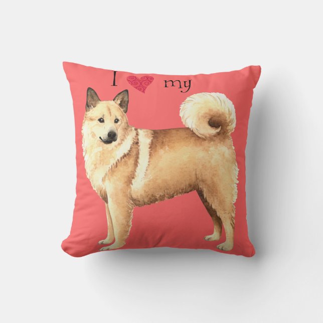 Ich Liebe mein norwegisches Buhund Kissen (Vorderseite)