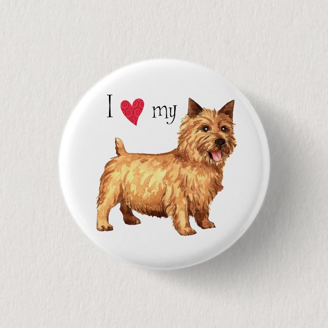 Ich Liebe mein Norwich Terrier Button (Vorderseite)