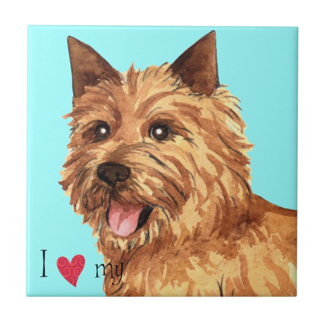 Ich Liebe mein Norwich Terrier Fliese (Vorderseite)