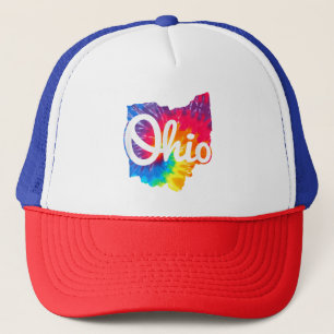 Ich liebe mein Ohio-Heim Schriftzug Tie Dye Ohio Truckerkappe
