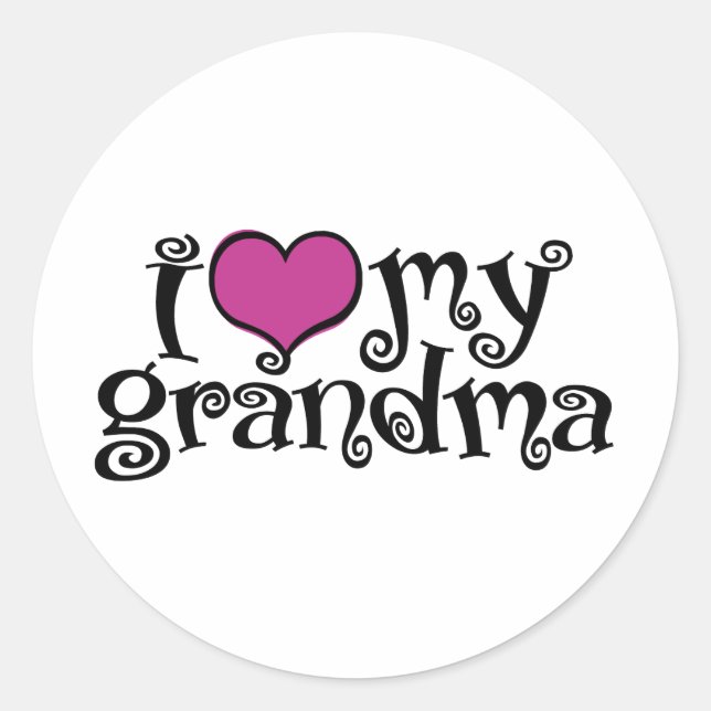 Ich Liebe mein Oma Runder Aufkleber (Vorderseite)