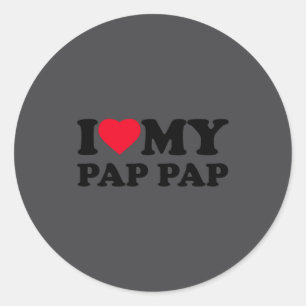 Ich liebe mein Pap-pap Herz Opa Familie Pappap Lan Runder Aufkleber