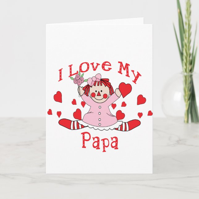 Ich Liebe mein Papa Rag Puppen & Herz Karte (Vorderseite)
