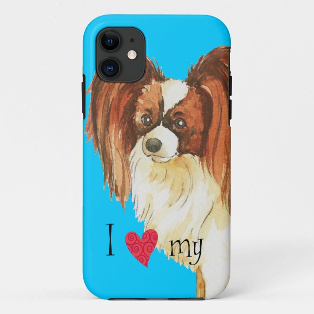 Ich Liebe mein Papillon Case-Mate iPhone Hülle (Rückseite)
