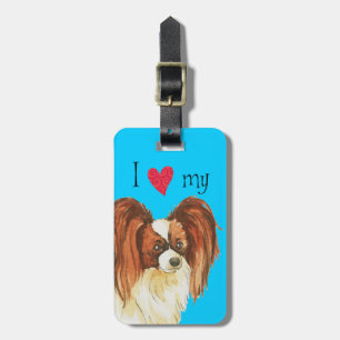Ich Liebe mein Papillon Gepäckanhänger