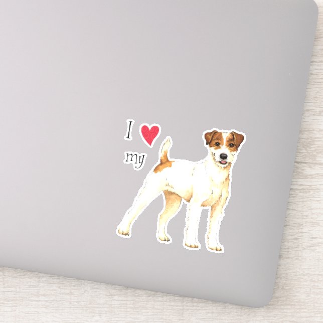 Ich Liebe mein Parson Russell Terrier Vinyl Sticke Aufkleber (Detail)