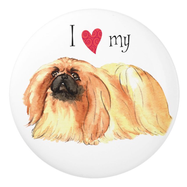 Ich Liebe mein Pekingese Keramikknauf (Vorderseite)