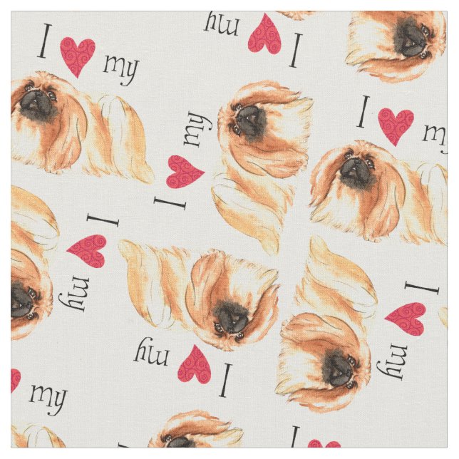 Ich Liebe mein Pekingese Stoff (Nahaufnahme)