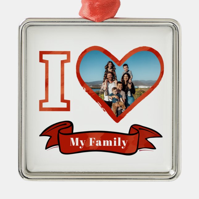 Ich Liebe mein Personalisiertes Foto Ornament Aus Metall (Vorne)