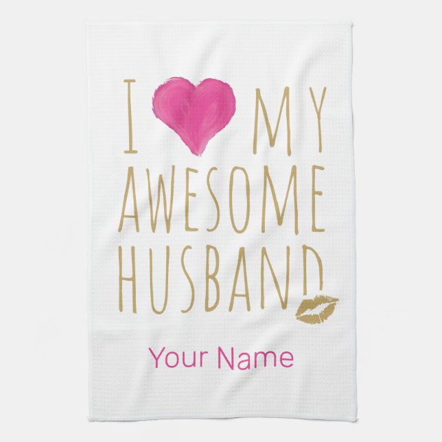 Ich Liebe mein Phantastisches Ehemännchen Hochzeit Geschirrtuch (Vertikal)