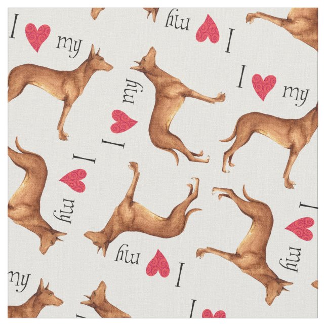 Ich Liebe mein Pharaoh Hound Stoff (Nahaufnahme)