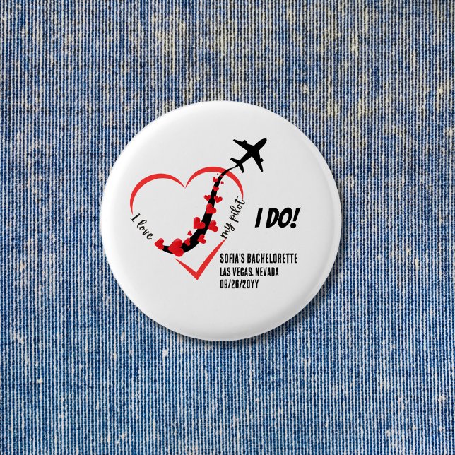 Ich Liebe mein Pilot, Flugzeugherz, Junggeselinnen Button (Von Creator hochgeladen)