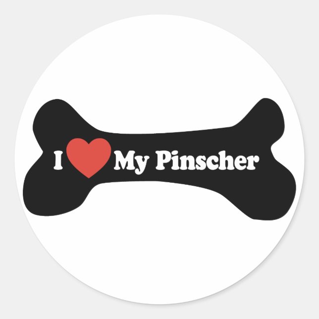 Ich Liebe mein Pinscher - Hundebone Runder Aufkleber (Vorderseite)