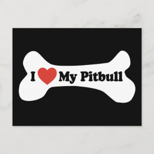 Ich Liebe mein Pitbull - Hundeknochen Postkarte