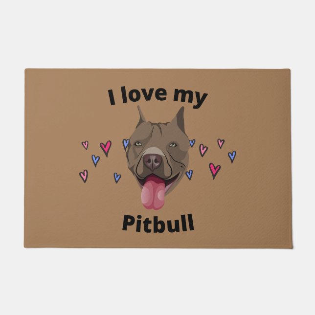 " ICH LIEBE MEIN PITBULL" TÜR MAT. FUßMATTE (Vorderseite)