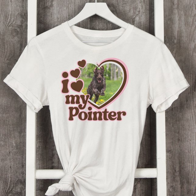 Ich Liebe mein pointer Custom Pink Heart Foto T-Shirt (Von Creator hochgeladen)